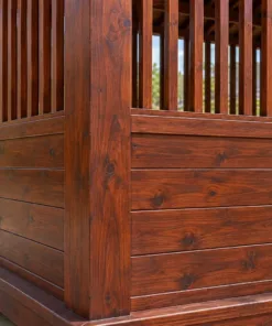 Chòi Gỗ Sân Vườn T151 - Vách Lửng Dưới Ván Trên Song, Gỗ Thông Màu Nâu Đỏ