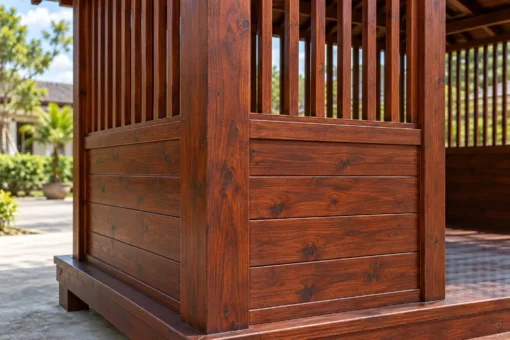 Chòi Gỗ Sân Vườn T151 - Vách Lửng Dưới Ván Trên Song, Gỗ Thông Màu Nâu Đỏ Chòi Gỗ Sân Vườn T151 - Vách Lửng Dưới Ván Trên Song, Gỗ Thông Màu Nâu Đỏ