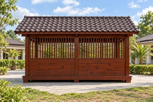 Chòi Gỗ Sân Vườn T151 - Vách Lửng Dưới Ván Trên Song, Gỗ Thông Màu Nâu Đỏ Chòi Gỗ Sân Vườn T151 - Vách Lửng Dưới Ván Trên Song, Gỗ Thông Màu Nâu Đỏ