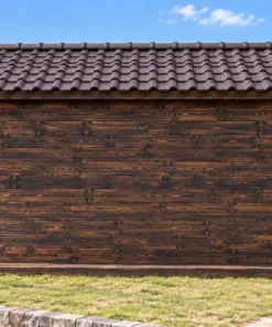 Chòi Gỗ Sân Vườn T154 - Vách Ván Có Quầy Cánh Chống Mặt Trước, Gỗ Thông Màu Gỗ Cháy