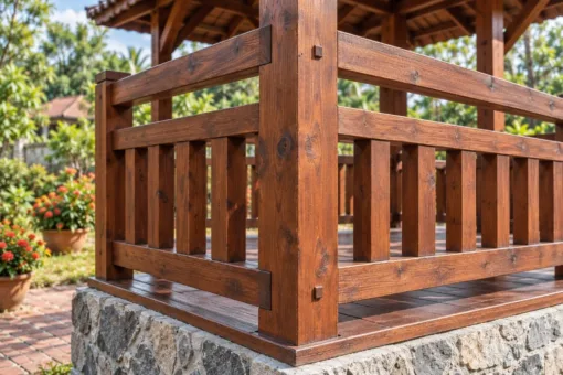 Chòi Gỗ Sân Vườn T66 - Sàn Nâng Bệ Đá Lan Can Gỗ, Gỗ Thông Chòi Gỗ Sân Vườn T66 - Sàn Nâng Bệ Đá Lan Can Gỗ, Gỗ Thông