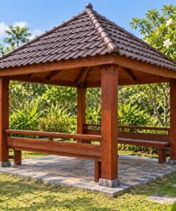 Chòi Gỗ Sân Vườn T75 - Vuông Bốn Cột, Gỗ Thông