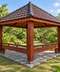 Chòi Gỗ Sân Vườn T75 - Vuông Bốn Cột, Gỗ Thông