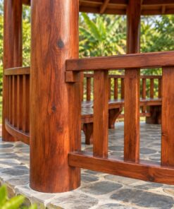 Chòi Gỗ Sân Vườn T77 - Mặt Bằng Tròn Mái Nón Liền, Gỗ Thông