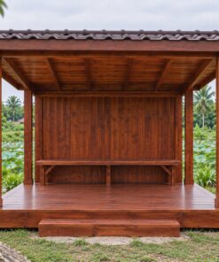 Chòi Gỗ Sân Vườn T78 - Mái Lệch Một Dốc Vách Sau Kín, Gỗ Thông