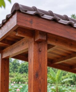 Chòi Gỗ Sân Vườn T78 - Mái Lệch Một Dốc Vách Sau Kín, Gỗ Thông