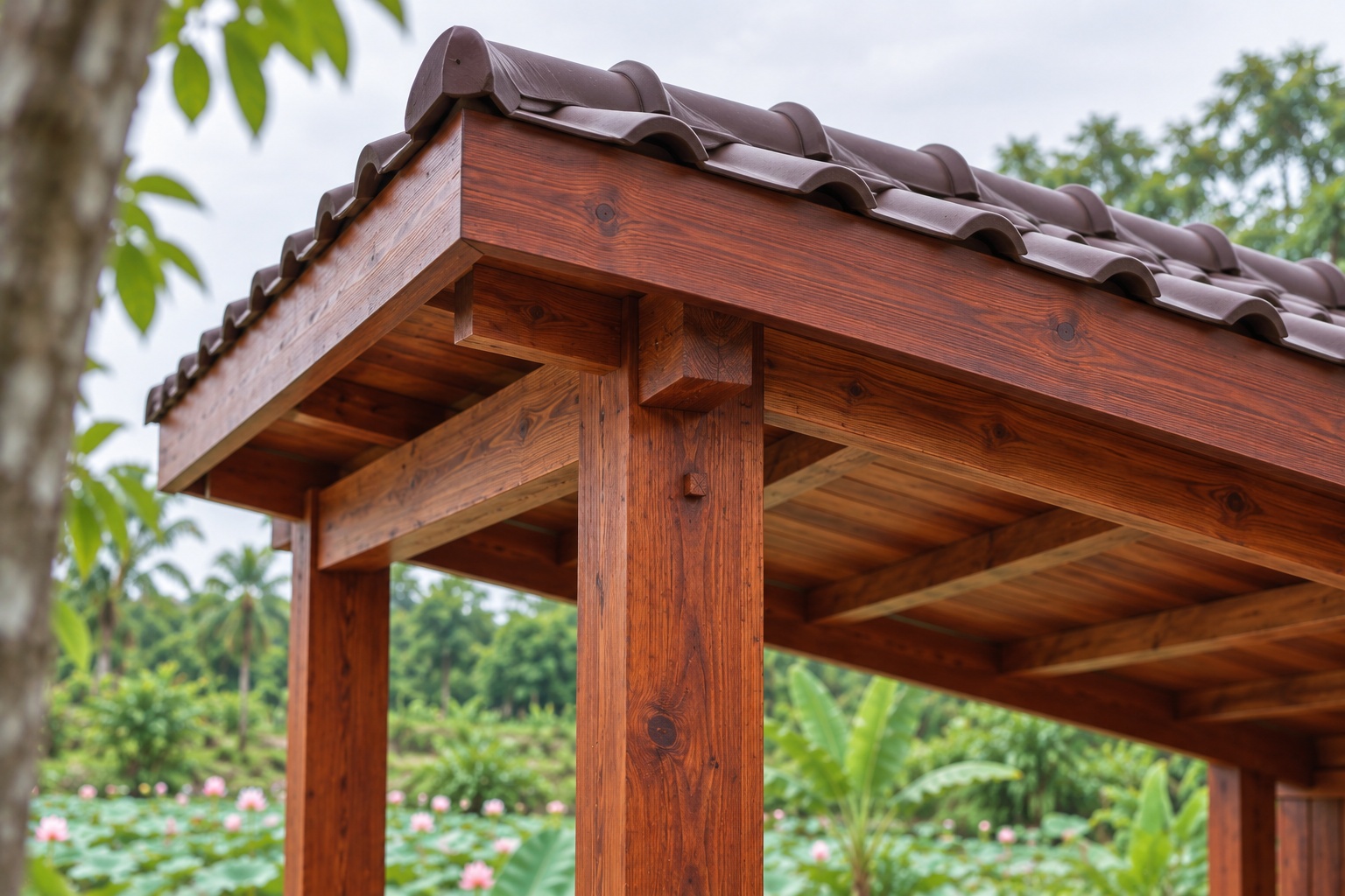 Chòi Gỗ Sân Vườn T78 - Mái Lệch Một Dốc Vách Sau Kín, Gỗ Thông Chòi Gỗ Sân Vườn T78 - Mái Lệch Một Dốc Vách Sau Kín, Gỗ Thông