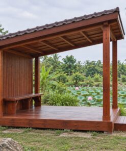 Chòi Gỗ Sân Vườn T78 - Mái Lệch Một Dốc Vách Sau Kín, Gỗ Thông