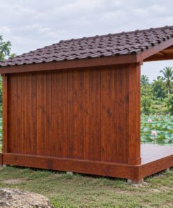 Chòi Gỗ Sân Vườn T78 - Mái Lệch Một Dốc Vách Sau Kín, Gỗ Thông