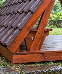 Chòi Gỗ Sân Vườn T79 - Khung Chữ A Mái Chạm Sàn Hai Đầu Hở, Gỗ Thông
