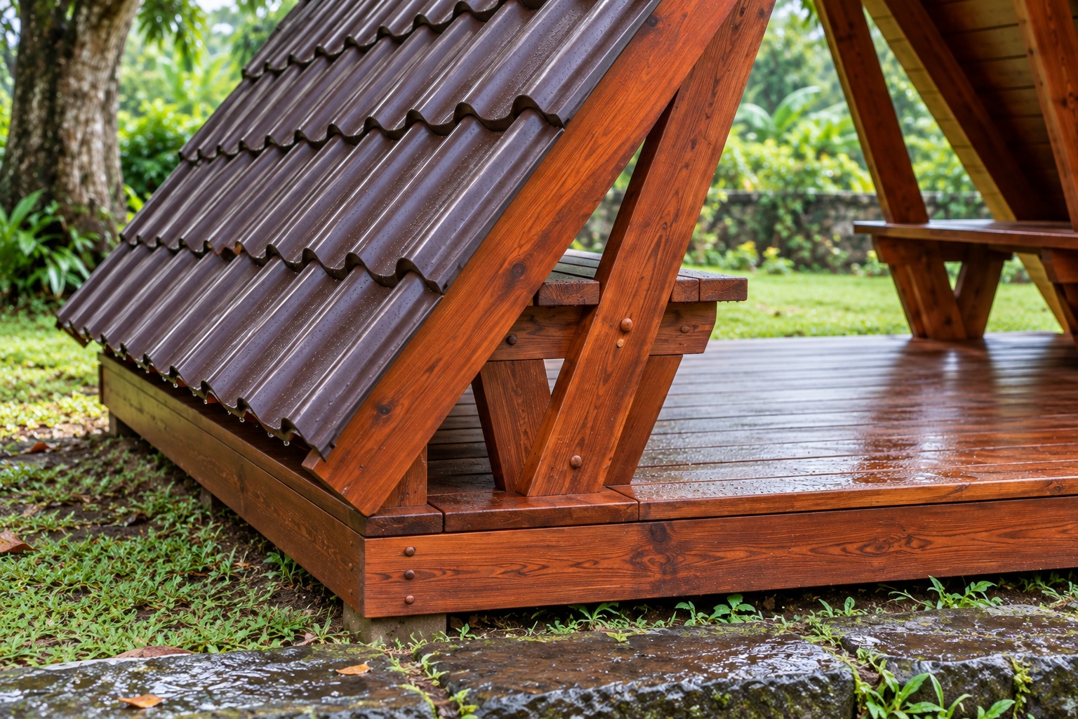Chòi Gỗ Sân Vườn T79 - Khung Chữ A Mái Chạm Sàn Hai Đầu Hở, Gỗ Thông Chòi Gỗ Sân Vườn T79 - Khung Chữ A Mái Chạm Sàn Hai Đầu Hở, Gỗ Thông