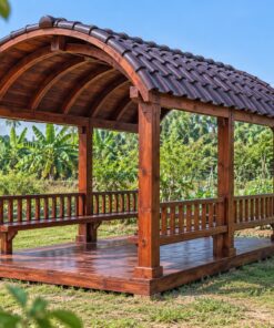 Chòi Gỗ Sân Vườn T80 - Mái Vòm Cuốn Kiểu Mui Thuyền, Gỗ Thông