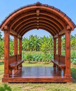 Chòi Gỗ Sân Vườn T80 - Mái Vòm Cuốn Kiểu Mui Thuyền, Gỗ Thông