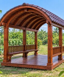 Chòi Gỗ Sân Vườn T80 - Mái Vòm Cuốn Kiểu Mui Thuyền, Gỗ Thông