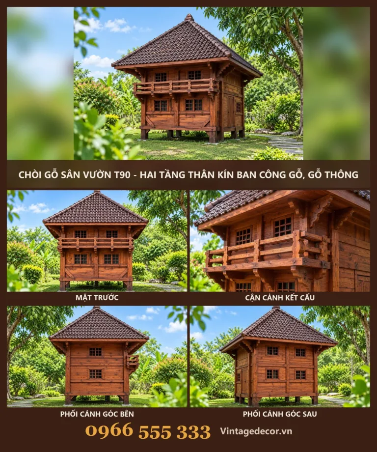 Chòi Gỗ T90 Thân Kín Ban Công
