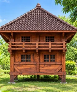 Chòi Gỗ Sân Vườn T90 - Hai Tầng Thân Kín Ban Công Gỗ, Gỗ Thông