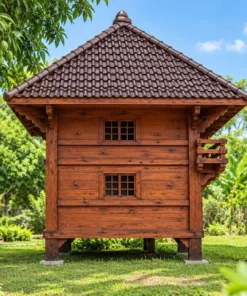 Chòi Gỗ Sân Vườn T90 - Hai Tầng Thân Kín Ban Công Gỗ, Gỗ Thông