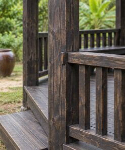 Chòi Gỗ Sân Vườn T98 - Bát Giác Hai Tầng Mái Chóp Nhọn, Gỗ Thông Màu Gỗ Cháy
