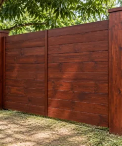Cổng gỗ C46 – nhìn chéo, trụ cao hơn mặt cánh