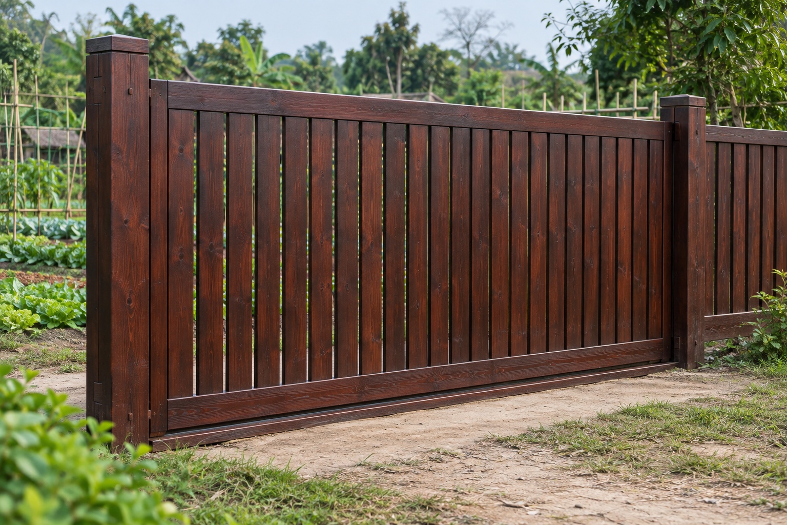 Cổng Gỗ Sân Vườn C47 - Trượt Ngang Một Cánh Lớn, Gỗ Thông Màu Nâu Cánh Gián Cổng Gỗ Sân Vườn C47 - Trượt Ngang Một Cánh Lớn, Gỗ Thông Màu Nâu Cánh Gián