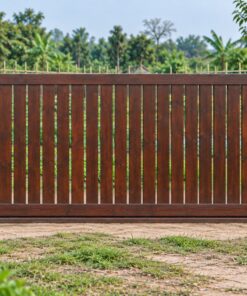 Cổng Gỗ Sân Vườn C47 - Trượt Ngang Một Cánh Lớn, Gỗ Thông Màu Nâu Cánh Gián