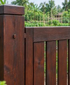 Cổng Gỗ Sân Vườn C47 - Trượt Ngang Một Cánh Lớn, Gỗ Thông Màu Nâu Cánh Gián