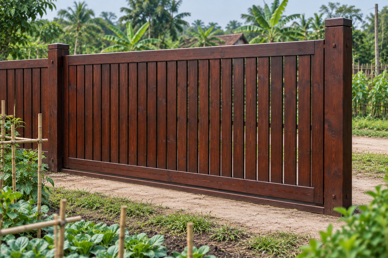 Cổng Gỗ Sân Vườn C47 - Trượt Ngang Một Cánh Lớn, Gỗ Thông Màu Nâu Cánh Gián Cổng Gỗ Sân Vườn C47 - Trượt Ngang Một Cánh Lớn, Gỗ Thông Màu Nâu Cánh Gián