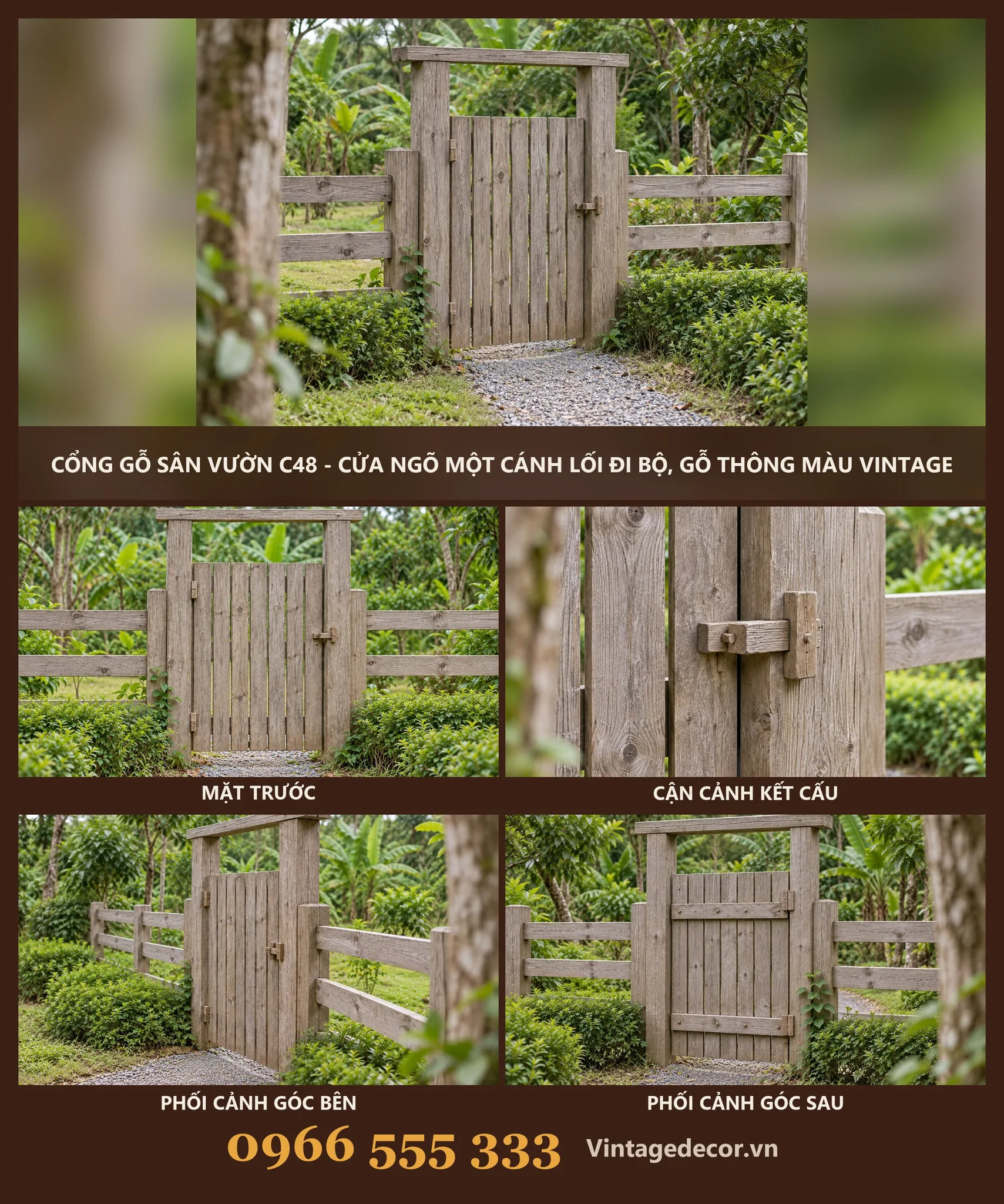 Cổng Gỗ C48 Một Cánh Lối Đi Bộ
