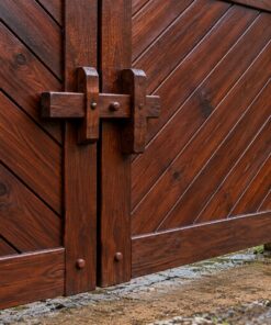 Cổng Gỗ Sân Vườn C54 - Ván Ghép Chéo Chữ V Gặp Giữa, Gỗ Thông Màu Nâu Đỏ
