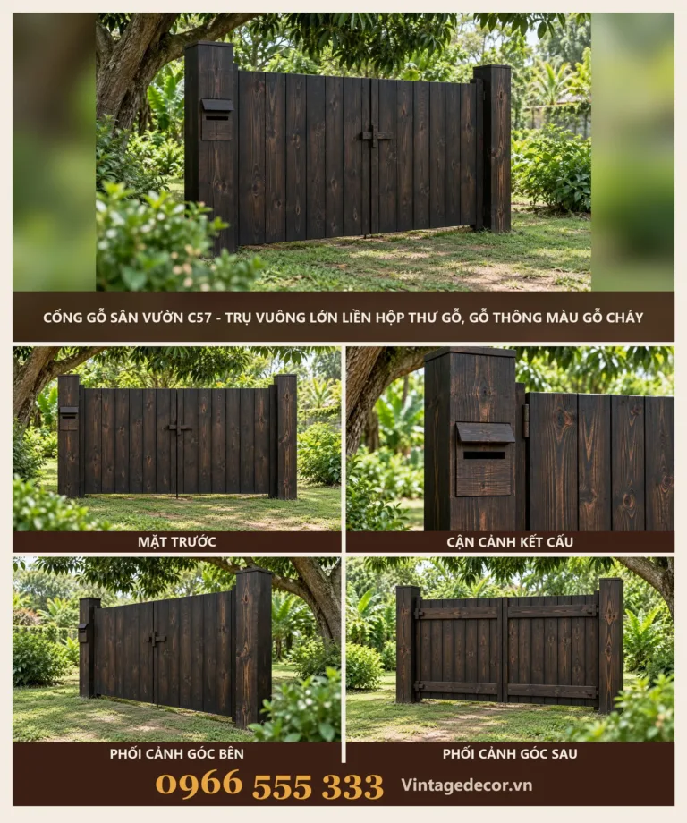 Cổng Gỗ Sân Vườn C57