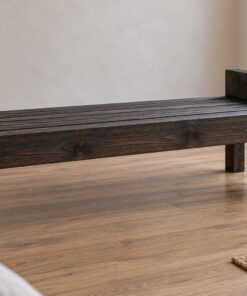 Ghế Băng Gỗ Thông NT50 - Cuối Giường Có Tay Vịn Hai Đầu, Gỗ Thông Màu Gỗ Cháy