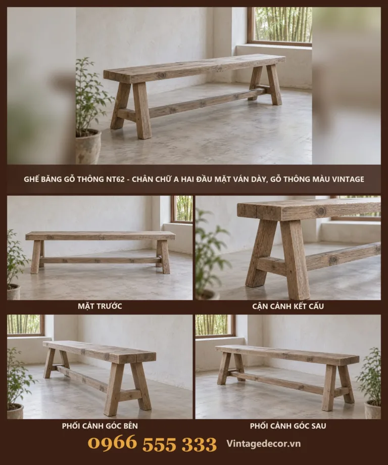 Ghế Băng Gỗ Thông NT62