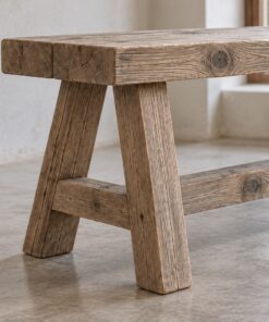 Ghế Băng Gỗ Thông NT62 - Chân Chữ A Hai Đầu Mặt Ván Dày, Gỗ Thông Màu Vintage