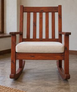 Ghế Bập Bênh Gỗ Thông NT20 - Tựa Nan Đứng Chân Cong Đu Đưa, Gỗ Thông