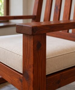 Ghế Bập Bênh Gỗ Thông NT20 - Tựa Nan Đứng Chân Cong Đu Đưa, Gỗ Thông