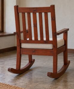 Ghế Bập Bênh Gỗ Thông NT20 - Tựa Nan Đứng Chân Cong Đu Đưa, Gỗ Thông