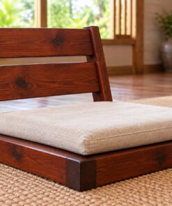 Ghế Bệt Gỗ Thông NT42 - Có Tựa Kiểu Nhật Ngồi Sàn, Gỗ Thông Màu Nâu Đỏ