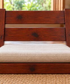 Ghế Bệt Gỗ Thông NT42 - Có Tựa Kiểu Nhật Ngồi Sàn, Gỗ Thông Màu Nâu Đỏ