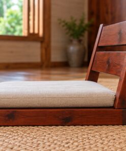 Ghế Bệt Gỗ Thông NT42 - Có Tựa Kiểu Nhật Ngồi Sàn, Gỗ Thông Màu Nâu Đỏ