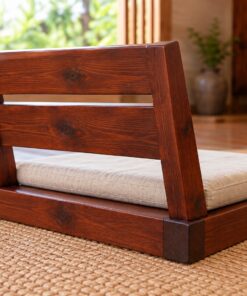 Ghế Bệt Gỗ Thông NT42 - Có Tựa Kiểu Nhật Ngồi Sàn, Gỗ Thông Màu Nâu Đỏ
