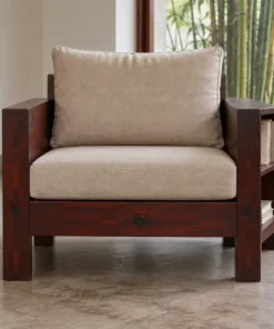 Ghế Đọc Sách Gỗ Thông NT69 - Tay Vịn Liền Kệ Sách Bên Hông, Gỗ Thông Màu Nâu Cánh Gián