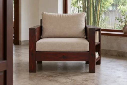 Ghế Đọc Sách Gỗ Thông NT69 - Tay Vịn Liền Kệ Sách Bên Hông, Gỗ Thông Màu Nâu Cánh Gián Ghế Đọc Sách Gỗ Thông NT69 - Tay Vịn Liền Kệ Sách Bên Hông, Gỗ Thông Màu Nâu Cánh Gián
