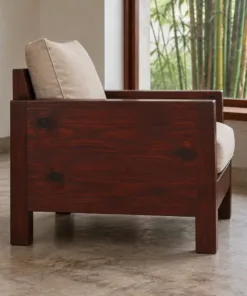 Ghế Đọc Sách Gỗ Thông NT69 - Tay Vịn Liền Kệ Sách Bên Hông, Gỗ Thông Màu Nâu Cánh Gián