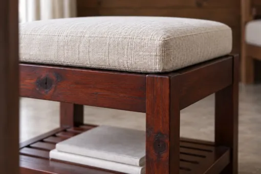 Ghế Đôn Gỗ Thông NT39 - Vuông Nệm Ngồi Kệ Dưới, Gỗ Thông Màu Nâu Cánh Gián Ghế Đôn Gỗ Thông NT39 - Vuông Nệm Ngồi Kệ Dưới, Gỗ Thông Màu Nâu Cánh Gián