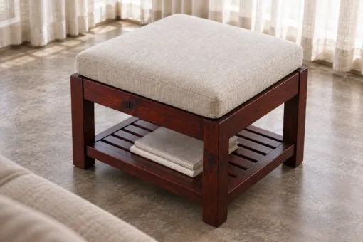 Ghế Đôn Gỗ Thông NT39 - Vuông Nệm Ngồi Kệ Dưới, Gỗ Thông Màu Nâu Cánh Gián Ghế Đôn Gỗ Thông NT39 - Vuông Nệm Ngồi Kệ Dưới, Gỗ Thông Màu Nâu Cánh Gián