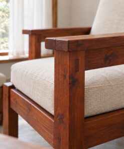 Ghế Gỗ Thông NT13 - Ghế Đọc Sách Tựa Cao Kèm Đôn Gác Chân, Gỗ Thông