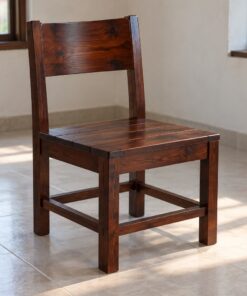 Ghế Gỗ Thông NT61 - Lưng Ván Liền Cong Nhẹ Không Tay Vịn, Gỗ Thông Màu Nâu Cánh Gián