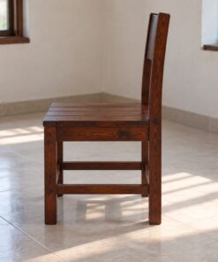 Ghế Gỗ Thông NT61 - Lưng Ván Liền Cong Nhẹ Không Tay Vịn, Gỗ Thông Màu Nâu Cánh Gián