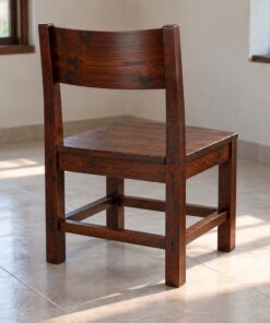 Ghế Gỗ Thông NT61 - Lưng Ván Liền Cong Nhẹ Không Tay Vịn, Gỗ Thông Màu Nâu Cánh Gián