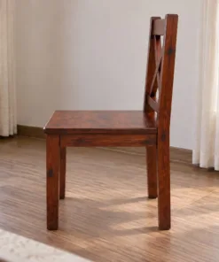 Ghế Gỗ Thông NT68 - Lưng Chữ X Hai Thanh Chéo, Gỗ Thông Màu Nâu Đỏ